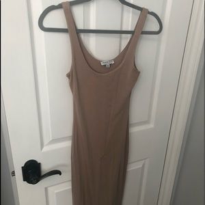 FASHION NOVA NUDE/TAUPE FITTED MIDI DRESS